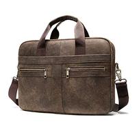 TVAFEDS Handbags Business men briefcase leather man bag large capacity men's handbag shoulder(Mosha Coffee)