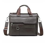 TVAFEDS Handbags Leather men's briefcase computer bag business hand shoulder Messenger first layer of leather man backpack(Brown)