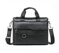 TVAFEDS Handbags Leather men's briefcase computer bag business hand shoulder Messenger first layer of leather man backpack(Schwarz)