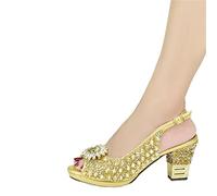 TVAFEDS High Heels Arrive Shoe Bag with Matching Decoration, Diamond Oversize Shoes, Luxury Set(Gold,6.5)