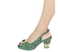 TVAFEDS High Heels Arrive Shoe Bag with Matching Decoration, Diamond Oversize Shoes, Luxury Set(Green,9)