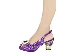 TVAFEDS High Heels Arrive Shoe Bag with Matching Decoration, Diamond Oversize Shoes, Luxury Set(Purple,9)