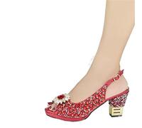 TVAFEDS High Heels Arrive Shoe Bag with Matching Decoration, Diamond Oversize Shoes, Luxury Set(Red,10.5)