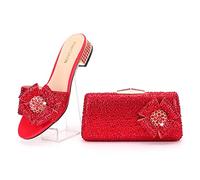 TVAFEDS High Heels High Heel Party Crystal Rhinestone Wedding Shoes and Hand-held Straddle Dinner Bag Slip(3,5.5 UK)