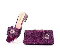 TVAFEDS High Heels High Heel Party Crystal Rhinestone Wedding Shoes and Hand-held Straddle Dinner Bag Slip(4,5.5 UK)