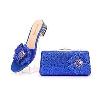 TVAFEDS High Heels High Heel Party Crystal Rhinestone Wedding Shoes and Hand-held Straddle Dinner Bag Slip(1,5.5 UK)