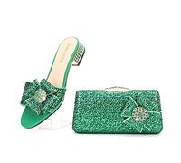 TVAFEDS High Heels High Heel Party Crystal Rhinestone Wedding Shoes and Hand-held Straddle Dinner Bag Slip(2,6.5 UK)