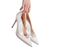 TVAFEDS High Heels Summer Elegant Women's Bride Wedding Party Shoes Pearl Satin Pair High Heels Solid(White,4.5 UK)