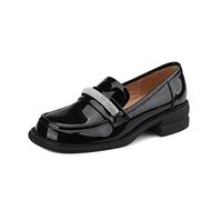 TVAFEDS Loafers Shoes for Women Women's Shoes Round Head Platform Casual Thick Heel Black(Schwarz,4.5 UK)