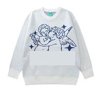 TVAFEDS Long Sleeve T Shirt Mens Men's Angel Print Pullover Oversized Casual O-Neck Unisex Black(XL)