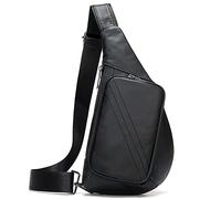TVAFEDS Man Bags for Men Leather Messenger Bag Men Shoulder Chest Strap(Schwarz)