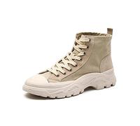 TVAFEDS Mens Boots High-top Canvas Shoes for Men, Youth Fashion Breathable Thick-soled, Retro All-match Casual Work Boots(Beige,7.5 UK)