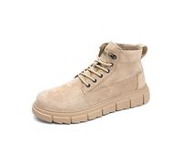 TVAFEDS Mens Boots Men's Winter Plus Velvet Warm Cotton Shoes, Retro Casual Leather, All-match High-top Tooling Boots For Men(Sand,9.5 UK)