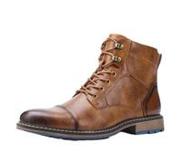 TVAFEDS Mens Shoes Comfortable Boots Men's Thick Sole Casual Shoes Leather Cowboy Workwear Short(10)