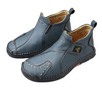 TVAFEDS Mens Shoes Men Leather Boots Arrival Autumn Men's Male Boot Shoes(Blue,12)