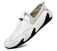 TVAFEDS Mens Shoes Men's Casual Shoes Arrival Split Leather Sneakers Manual Mens Flats Soft Classic Style(White,10)
