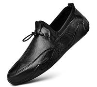 TVAFEDS Mens Shoes Men's Casual Shoes Arrival Split Leather Sneakers Manual Mens Flats Soft Classic Style(Schwarz,9.5)