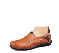 TVAFEDS Mens Shoes Mens Loafers Shoes Luxury Hand-stitched Cow Leather Men's Comfortable Slip-on Driving Casual Soft Bottom Man(Auburn,12.5 UK)