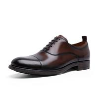 TVAFEDS Mens Shoes Men's Oxford Flat Shoes Formal Leather Business Work Plus Size Men's Three-Joint Gentleman Inner Height Increase(Brown,9)