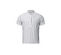 TVAFEDS Men's T-shirts 1pc Cotton Shirt Men Summer Short-sleeved Striped Shirts Solid Color Turn-down Collar Casual Blouse Top Pullover(M)