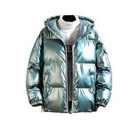TVAFEDS Puffer Jacket Mens Men Warm Jacket Winter Glossy Younger Hooded Plus Size Thick Padded Boy Overcoat(Green,M)