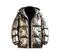 TVAFEDS Puffer Jacket Mens Men Warm Jacket Winter Glossy Younger Hooded Plus Size Thick Padded Boy Overcoat(Gray,L)