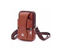 TVAFEDS Running Belt Genuine Leather Men's Waist Bags ，Small Handbags Messenger Bag， Retro First Layer Cow Belt Crossbody Mobile Bag(Brown)