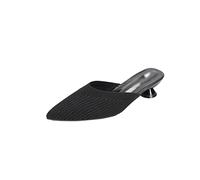 TVAFEDS Sandals for Women Pointed Mid Heels Slippers Women Summer Shoes Sandals Knitted Elastic Mesh Slingback Breathable Shallow Slides(Schwarz,10.5 UK)