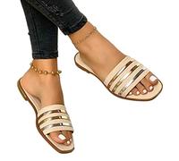 TVAFEDS Sandals for Women Summer Beach Flat Sandals Women Comfortable Slippers Lazy Outdoor Sexy Anklet Golden Wedge Ladie(White,9.5 UK)