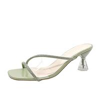 TVAFEDS Sandals for Women Transparent Spike Heels Slides Women Flip Flops Crystals Cool Slipper Sandals Elegant Shoes(6.5)