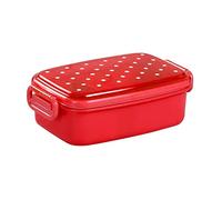 TVAFEDS Thermos Lunch Box Single Layer Portable Lunch Box Dot Design Plastic Food Container Storage(Red)