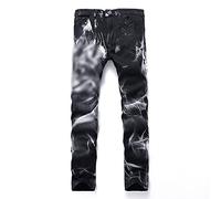 TVAFEDS Trousers for Men Club Mens 3D Printing Jeans Denim Black Wolf Pattern Printed Punk Straight Cotton Casual Print Pants Plus Size(Schwarz,6.5 UK)