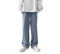 TVAFEDS Trousers for Men Jeans summer thin high street versatile harbor style wide leg pants sense of niche straight(L)