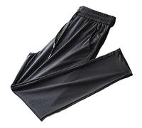 TVAFEDS Trousers for Men Men's quick-drying sports pants breathable ice silk nine points loose mesh running fitness summer(Schwarz,M)