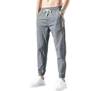TVAFEDS Trousers for Men Mens Trousers Summer Ice Silk Fashion Elastic Waist Nine Points Length Pants Men Casual Sports Joggers Pant(Gray,4XL (80-88 KG))