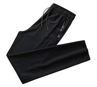 TVAFEDS Trousers for Men Summer thin straight ice silk running quick-drying casual sports solid color all-match long pants men's(Schwarz,XXL)