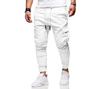 TVAFEDS Trousers for Men Three-dimensional Patch Pocket Trousers For Autumn And Winter, Tethered Elastic Sports, Long Casual Jogging Pants(White,XL)