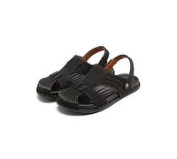 TVAFEDS Walking Sandals Men Summer Leather Men Sandals Outdoor Beach Soft Comfortable Handmade Swing Slide Slip-On Classic Fashion(Schwarz,8.5)