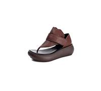 TVAFEDS Walking Sandals Men Summer Roman Leather Women's Sandals Platform Wedge Upper Ethnic Open Toe(Brown,2.5 UK)