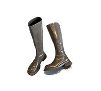 TVAFEDS Womens Boots Ladies Winter Boots Luxury Designer Sexy Thigh High Heels Round Toe Clogs Thick Bottom Zipper Rubber(Khaki,4.5 UK)