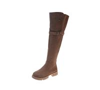 TVAFEDS Womens Boots Luxury Thin leg over-the-knee woman zip thick heels stretchturned-over edge wool fur winter boots women(Khaki,4.5 UK)