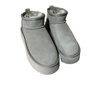 TVAFEDS Womens Boots Snow Boots Fur Women's Genuine Sheepskin Wool Thick-soled Warm Shoes Men And Women Winter Booties(Gray,5.5 UK)