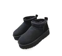TVAFEDS Womens Boots Snow Boots Fur Women's Genuine Sheepskin Wool Thick-soled Warm Shoes Men And Women Winter Booties(Schwarz,4.5 UK)
