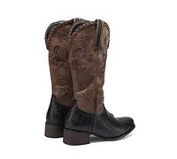 TVAFEDS Womens Boots Women Western High Boots Colorblock Square Toe Thick Heel Crocodile Pattern Stitching Embroidery Fashion Street Knight(A,6.5 UK)