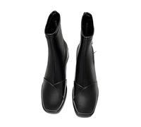 TVAFEDS Womens Boots Women's square pointed high heels, booties with Pu brown old leather zipper, autumn thick(Schwarz,3.5 UK)