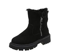 TVAFEDS Womens Boots Women's sweatshirt thick snow boots, synthetic mini skirt anti-slip, cotton warm rubber shoes, platform, winter(Negro,8.5 UK)