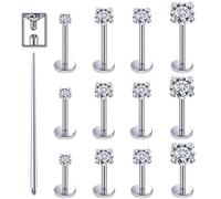 Tvalccoy Silver/Gold/Black 16g Medusa Piercing Jewelry/Lip Rings/Lip Piercing Jewelry/Labret Piercing Jewelry/Monroe Piercing Jewelry/Ashley/Philtrum Piercing Jewelry for Women Men, Metal, cubic