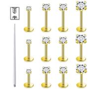 Tvalccoy Silver/Gold/Black 16g Medusa Piercing Jewelry/Lip Rings/Lip Piercing Jewelry/Labret Piercing Jewelry/Monroe Piercing Jewelry/Ashley/Philtrum Piercing Jewelry for Women Men, Metal, cubic