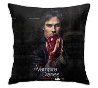 Tvd Damon Salvatore Pillow Case Throw for Sofa Vampire Diaries Merchandise Couch Bed Covers Velvet Soft Orange Pillow Covers Square Cushion Case 18 X 18 in