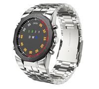 TVG Men's Creative Binary LED Digital Waterproof Watch，Sports Waterproof Watch with Stainless Steel，Military Watches for Men, Silver, 3103 TVG Watch